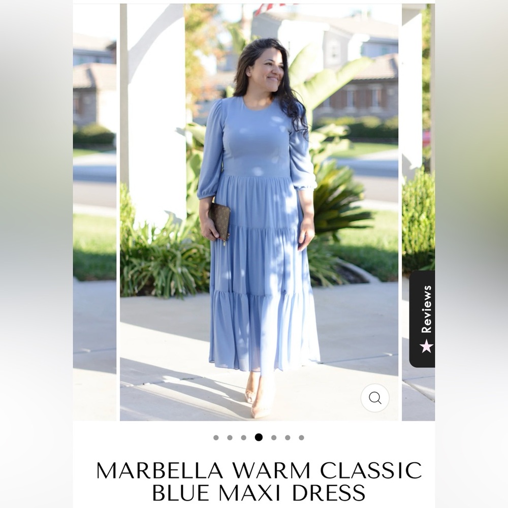 🛑SOLD🛑New Skirt Society Tiered Blue Marbella Classic Maxi Lined Dress Size XXL